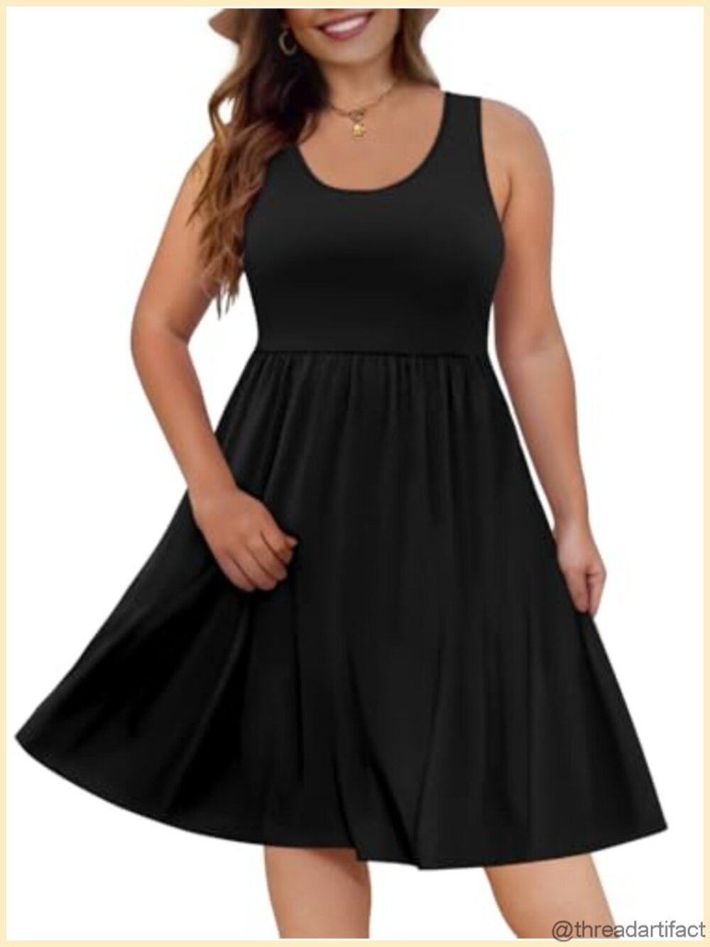 Plus Size Tank Dress Sleeveless Knee Length Sundress with Pockets Rayon Spandex